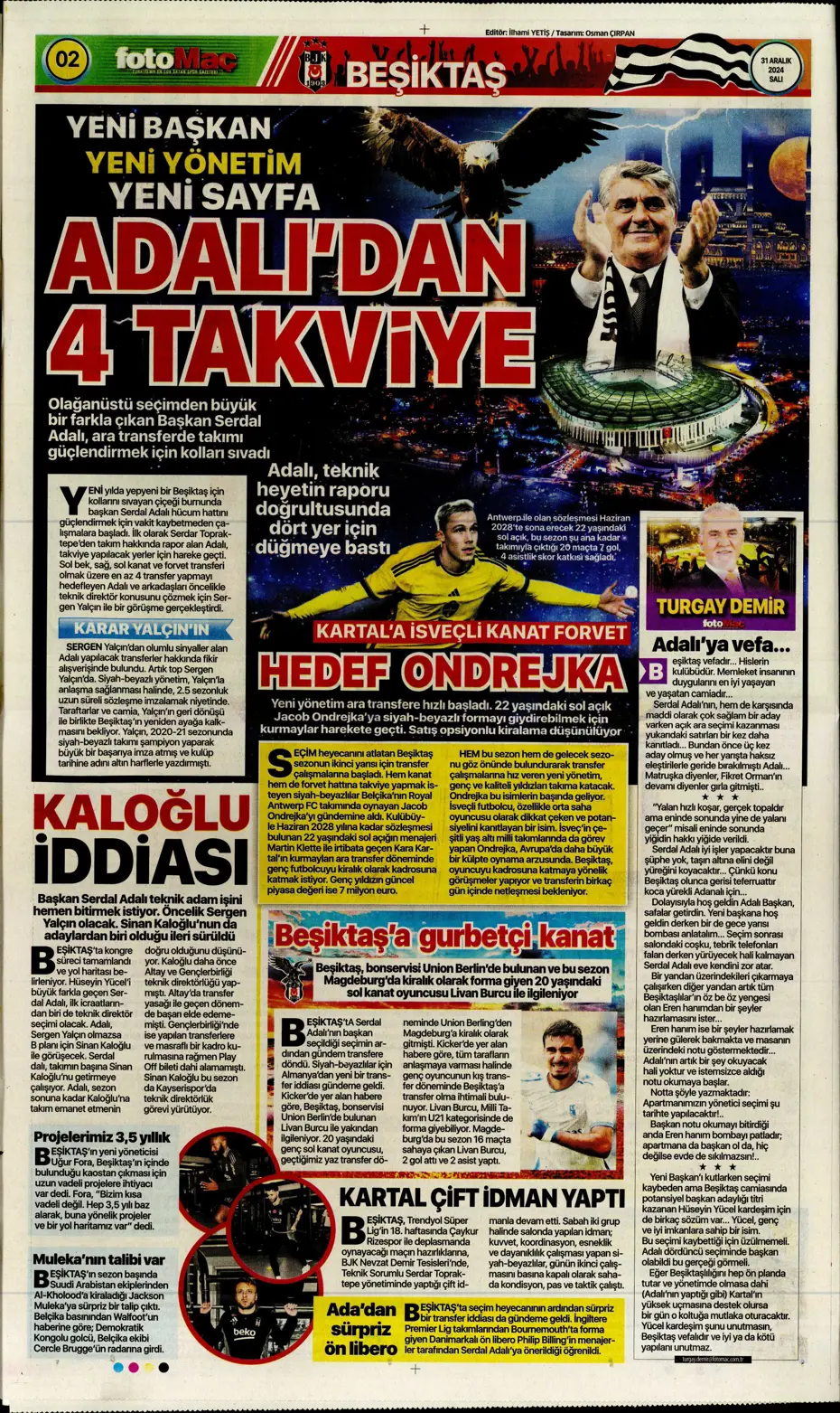 "Sergen Yalçın'la ilk görüşme" | Sporun manşetleri - 15