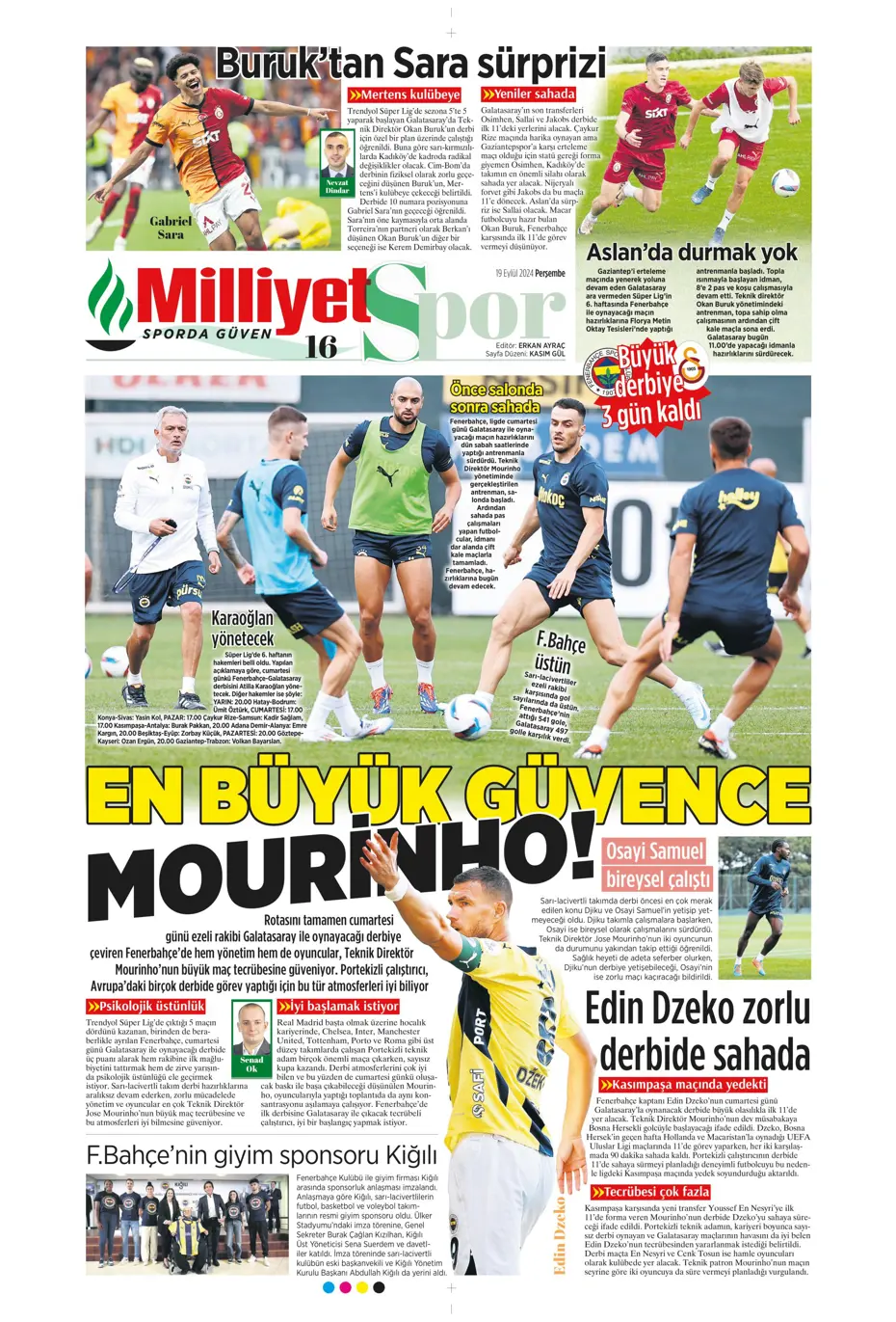 "Jose Mourinho'dan derbiye özel taktik" | Sporun manşetleri - 24