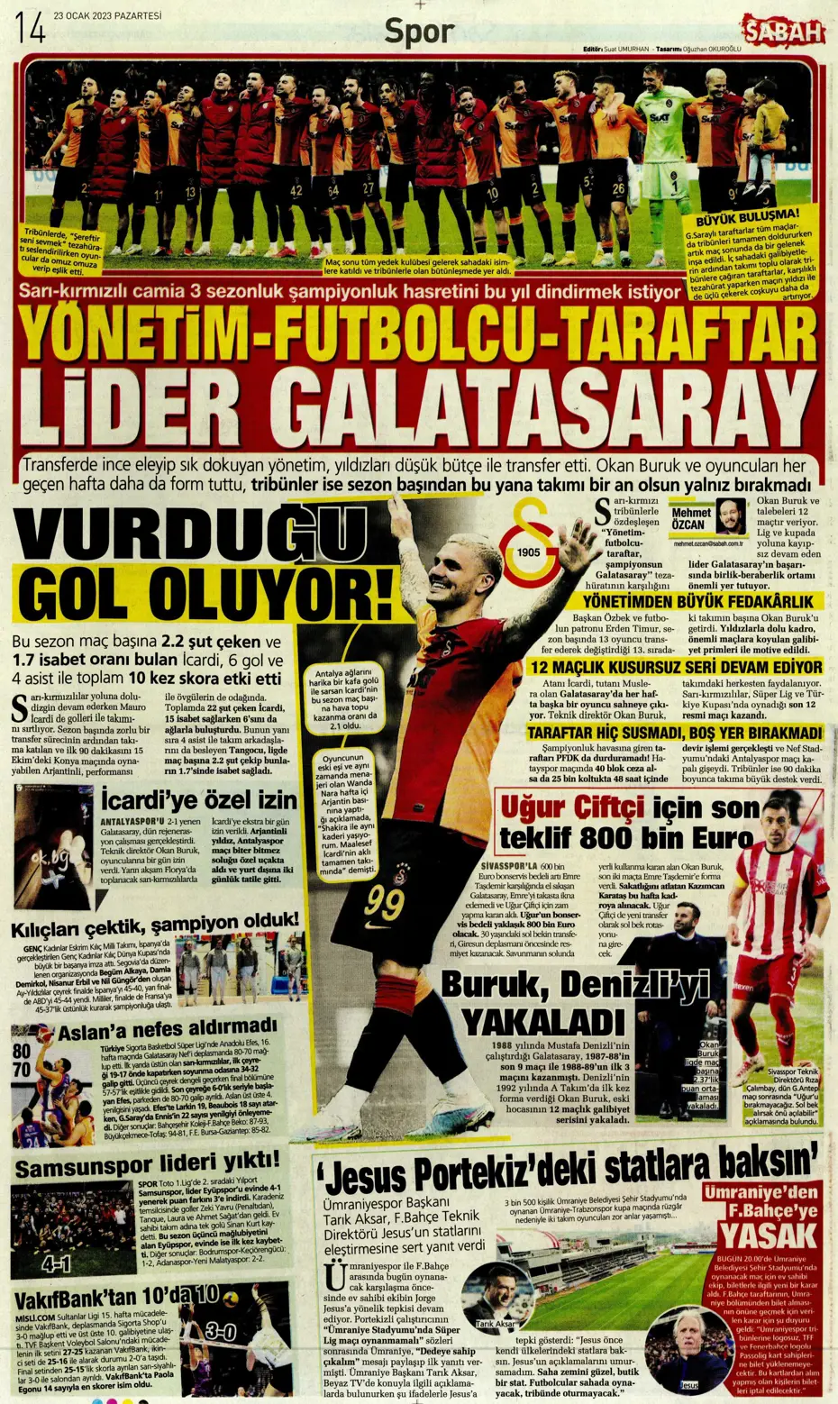 Sporun manşetleri (23 Ocak 2023) - 23