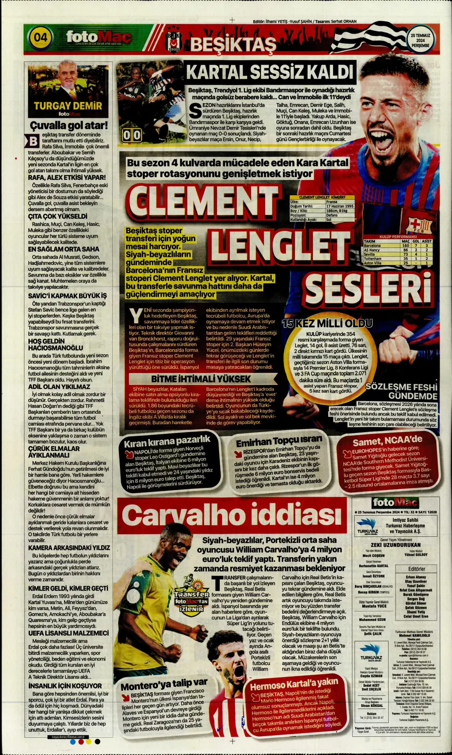 "Fenerbahçe'de sıra geldi orta saha transferine" | Sporun manşetleri - 12 "Fenerbahçe'de sıra geldi orta saha transferine" | Sporun manşetleri - 12