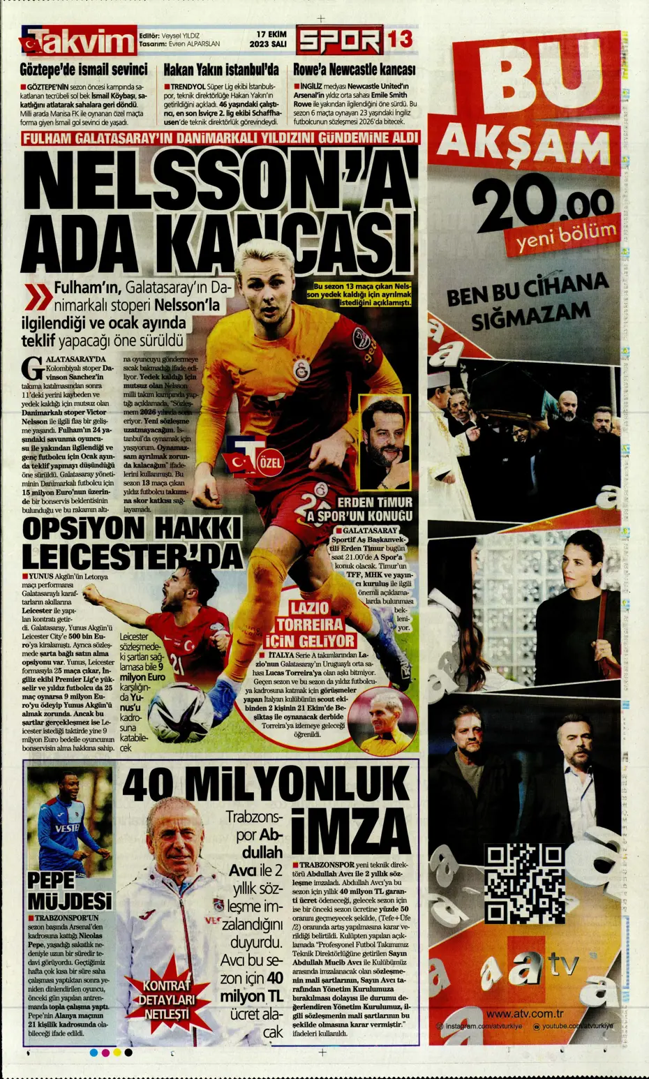 "Türk duvarı Abdülkerim Bardakcı" | Sporun manşetleri (17 Ekim 2023) - 35 "Türk duvarı Abdülkerim Bardakcı" | Sporun manşetleri (17 Ekim 2023) - 35