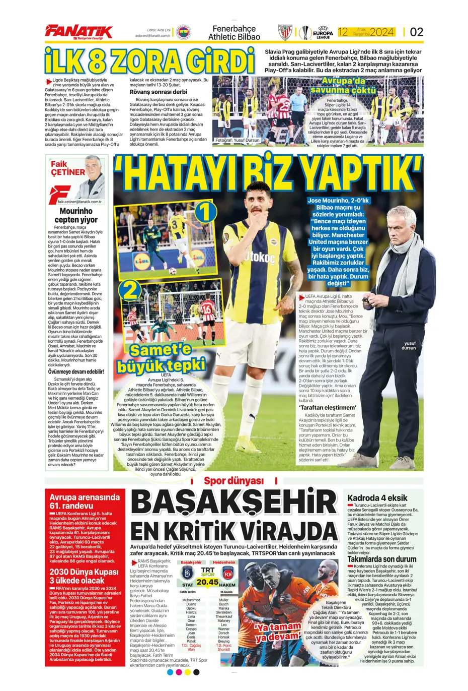 "Fenerbahçe'ye boğa darbesi" | Sporun manşetleri - 5