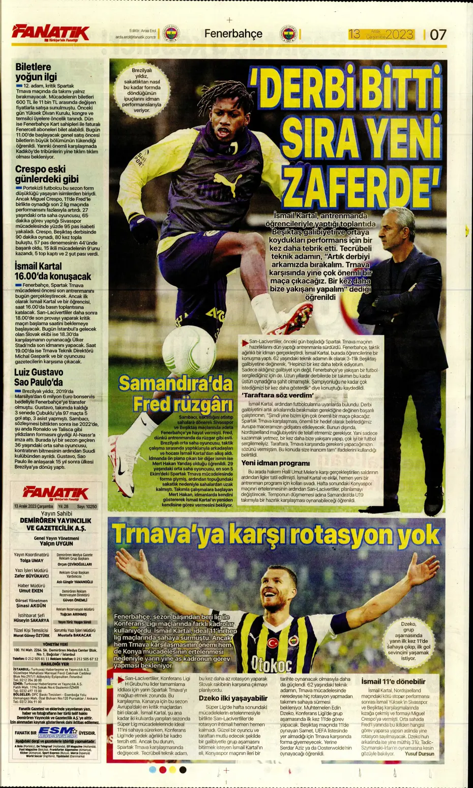 "Aslan'ın yeni yeri Avrupa Ligi" | Sporun manşetleri (13 Aralık 2023) - 7