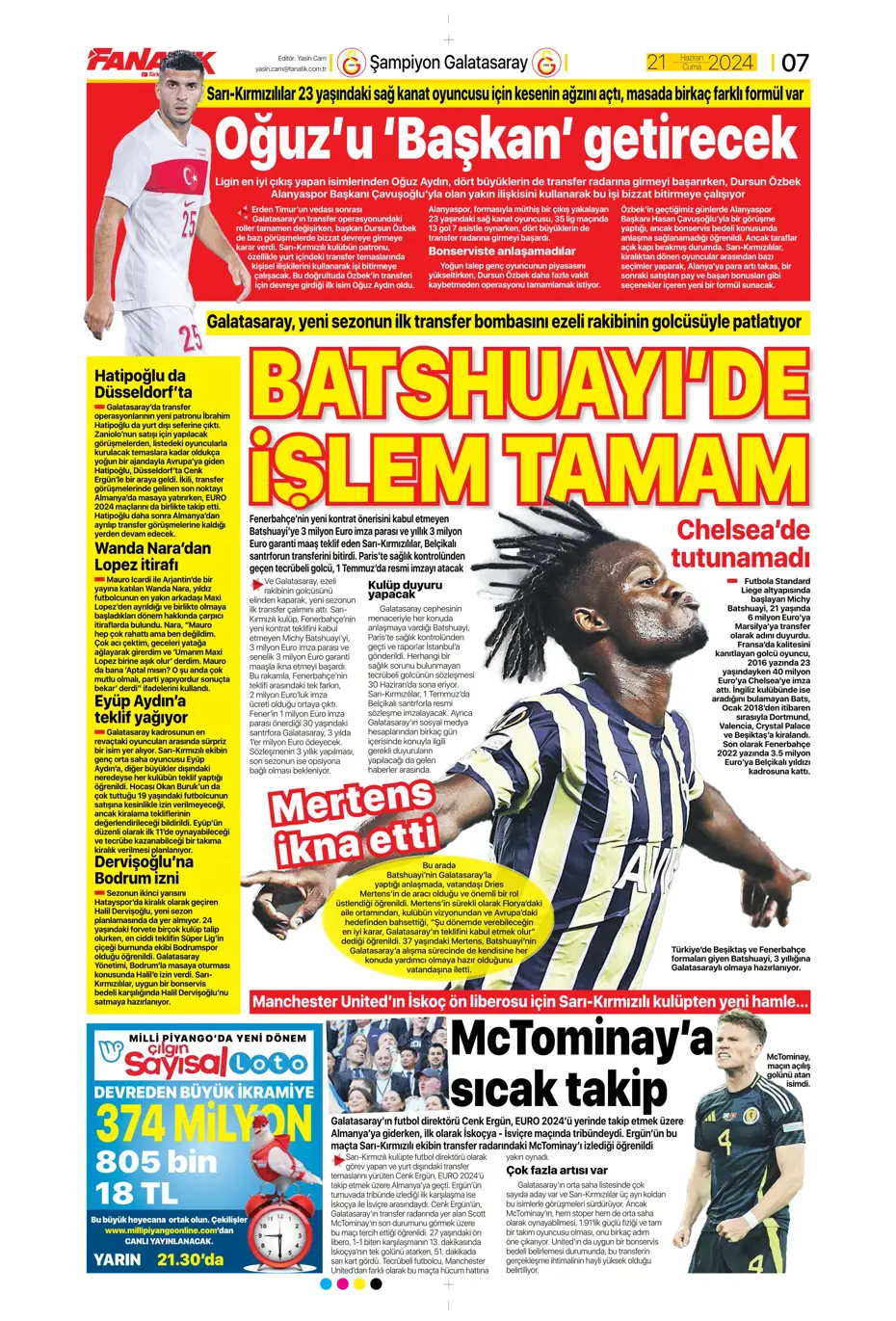 "Bir yıl daha G.Saray'dayım" | Sporun manşetleri (21 Haziran 2024) - 10 "Bir yıl daha G.Saray'dayım" | Sporun manşetleri (21 Haziran 2024) - 10