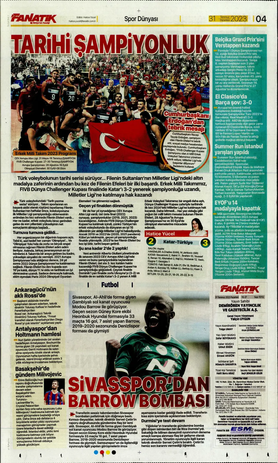 "Zaha'nın rövanşı Felix" | Sporun Manşetleri (31 Temmuz 2023) - 7