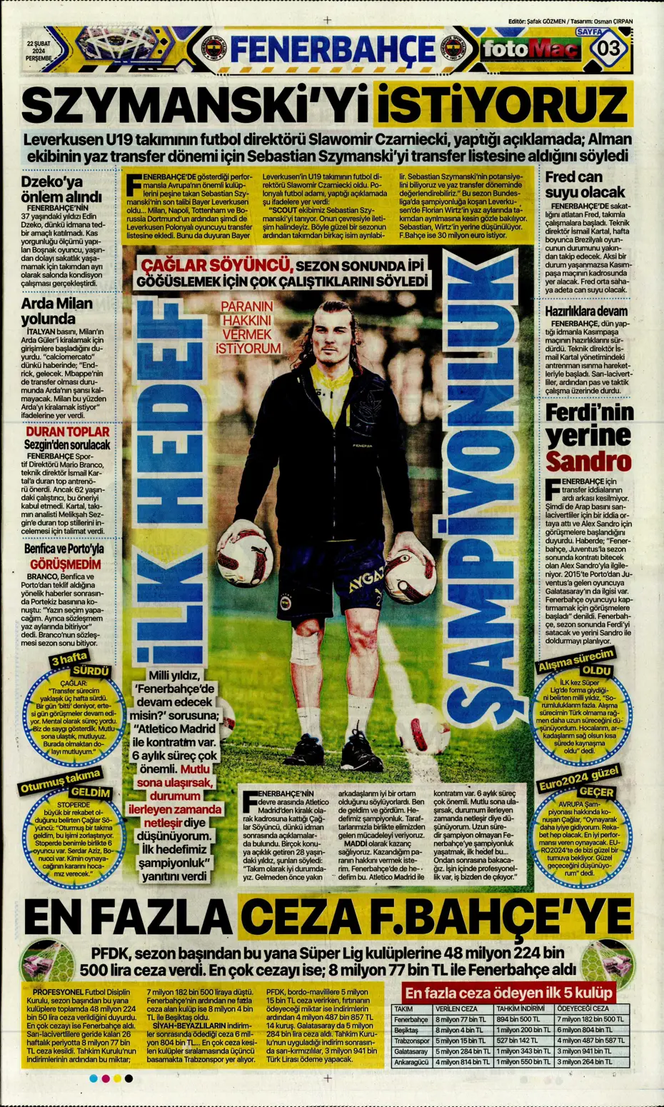 "Fenerbahçe Alex'in peşinde" | Sporun manşetleri (22 Şubat 2024) - 12 "Fenerbahçe Alex'in peşinde" | Sporun manşetleri (22 Şubat 2024) - 12