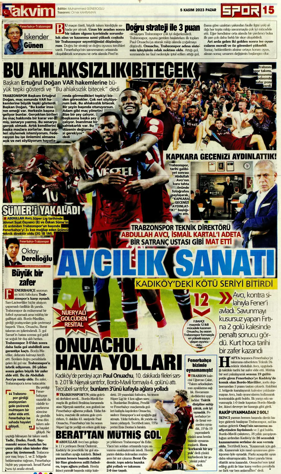 "Kadıköy'de tarihi fırtına" | Sporun manşetleri (5 Kasım 2023) - 44