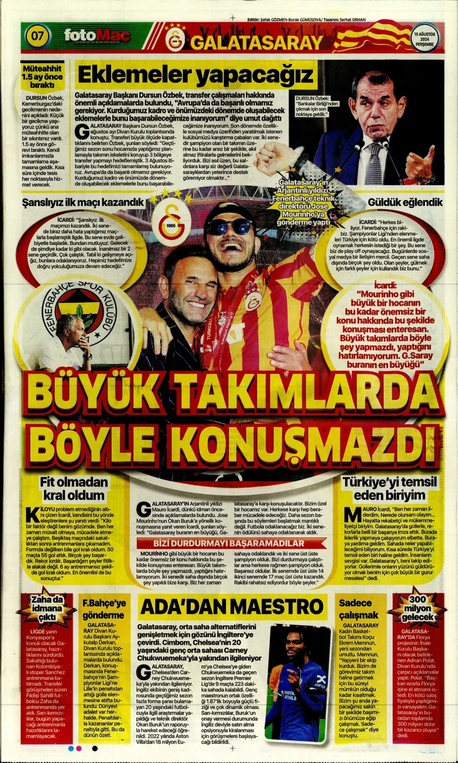 "Muci'yle yol ayrımı" | Sporun manşetleri (15 Ağustos 2024) - 13