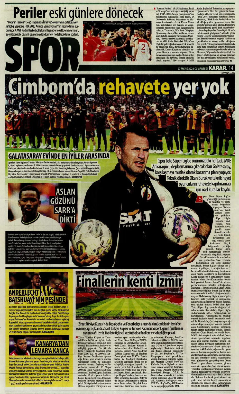 "4 geliyor, 3 gidiyor" | Sporun manşetleri (27 Mayıs 2023) - 12