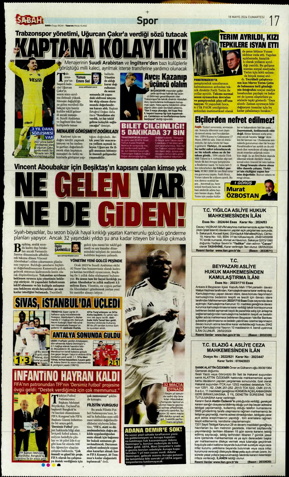 "Süper Lig'de cumartesi ateşi" | Sporun Manşetleri - 25 "Süper Lig'de cumartesi ateşi" | Sporun Manşetleri - 25