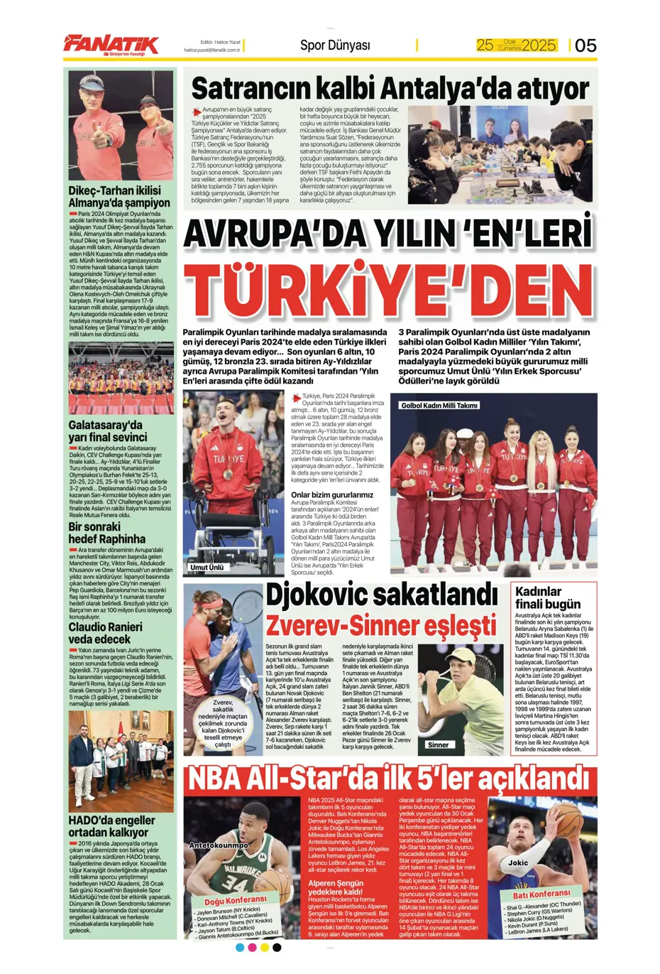 "UEFA bizi birbirimize düşürecek!" | Sporun manşetleri (25 Ocak 2025) - 8