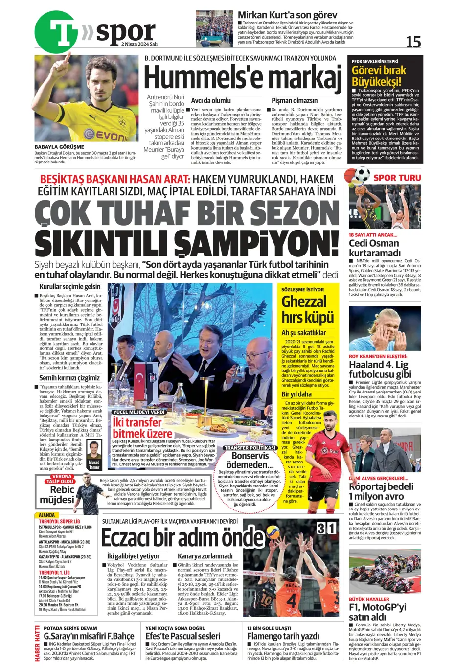 "Fenerbahçe'de tarihi gün" | Sporun manşetleri (2 Nisan 2024) - 30