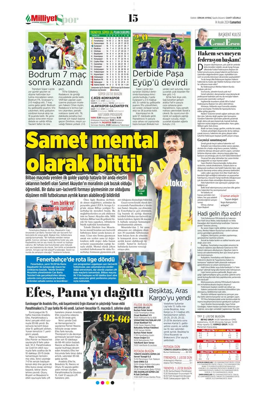 "Boscagli ve Hancko listeye girdi" | Sporun manşetleri - 19 "Boscagli ve Hancko listeye girdi" | Sporun manşetleri - 19