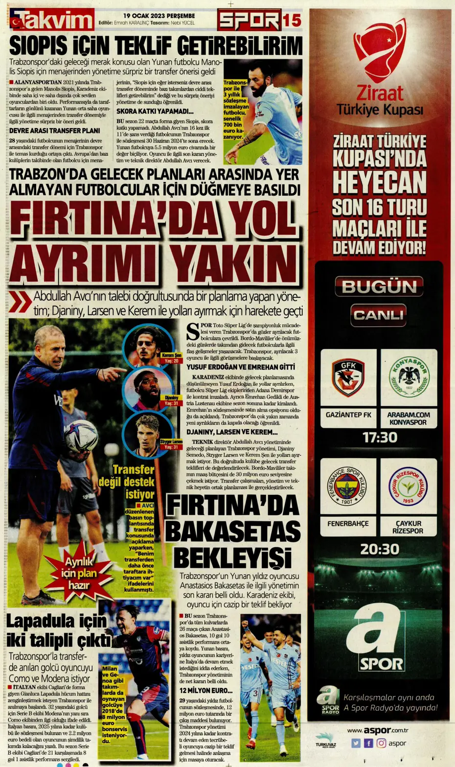 Sporun Manşetleri (19 Ocak 2023) - 31