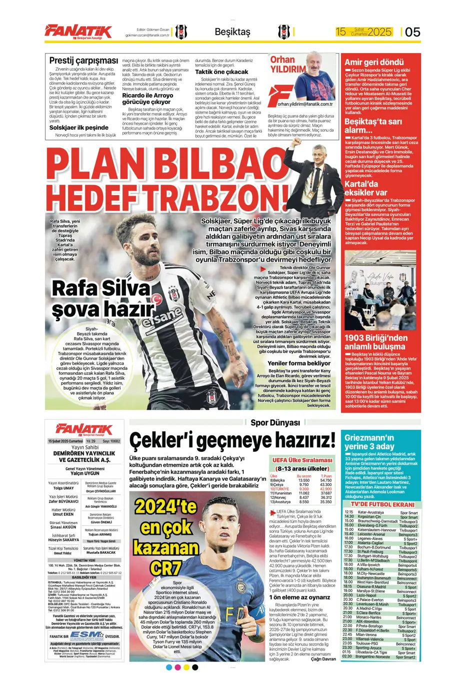 "Cimbom'da OHAL ilanı" | Sporun manşetleri (15 Şubat 2025) - 9