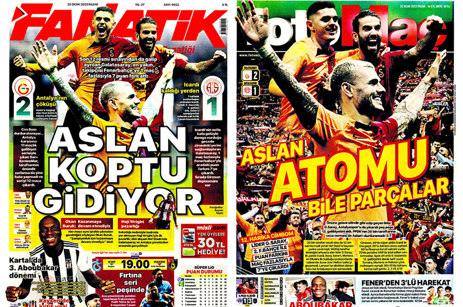 Sporun Manşetleri (22 Ocak 2023)