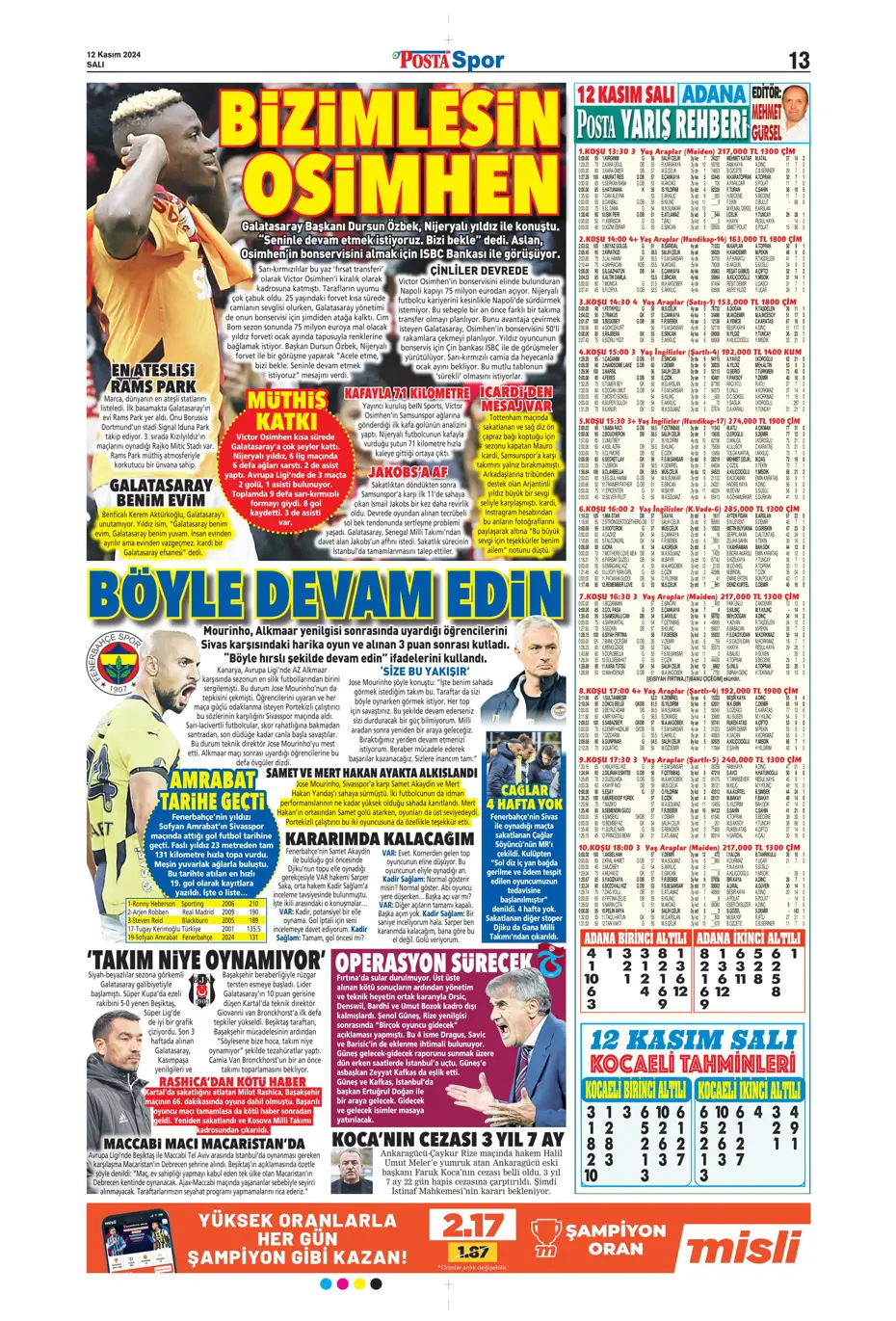 "Listenin başında onlar var: Talisca & Brown" | Sporun manşetleri (12 Kasım 2024) - 26 "Listenin başında onlar var: Talisca & Brown" | Sporun manşetleri (12 Kasım 2024) - 26
