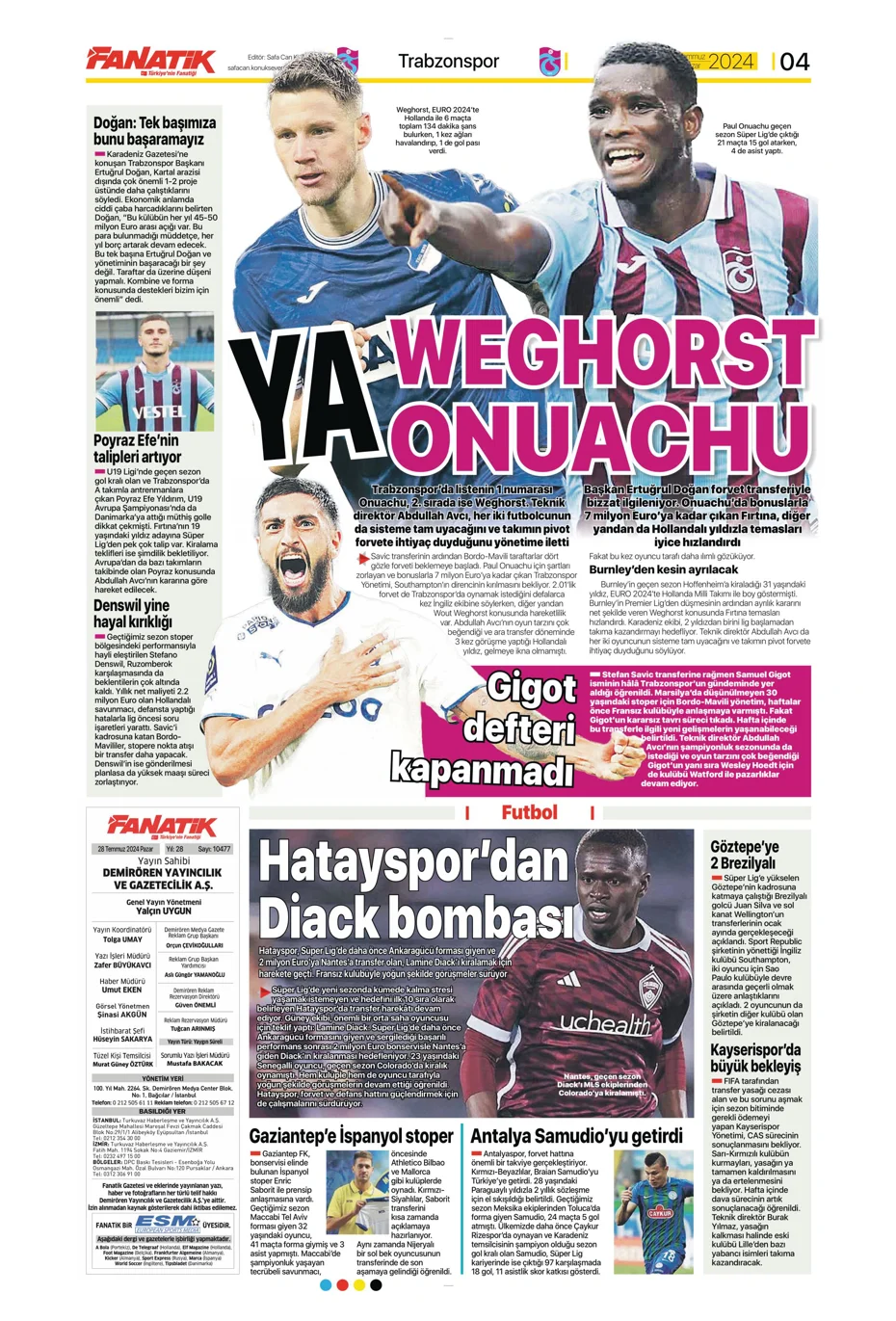 "Aslan'da rota Gravenberch" | Sporun Manşetleri (28 Temmuz 2024) - 1 "Aslan'da rota Gravenberch" | Sporun Manşetleri (28 Temmuz 2024) - 1