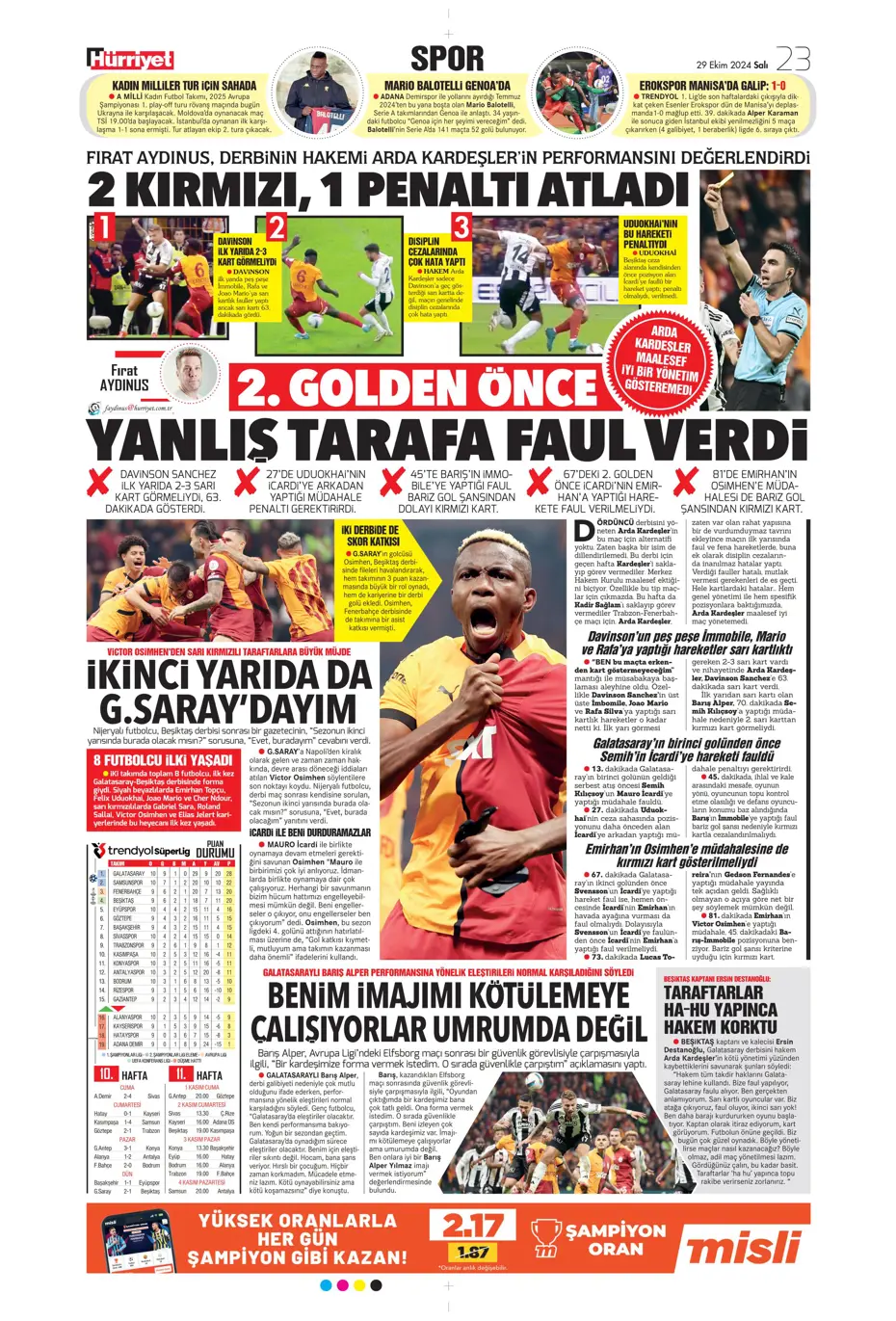 "Cimbom zirvede tek başına" | Sporun manşetleri (29 Ekim 2024) - 26 "Cimbom zirvede tek başına" | Sporun manşetleri (29 Ekim 2024) - 26