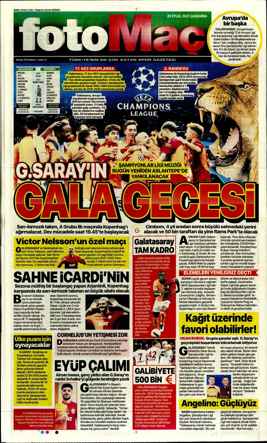 "Aslan devler sahnesinde" | Sporun Manşetleri - 11