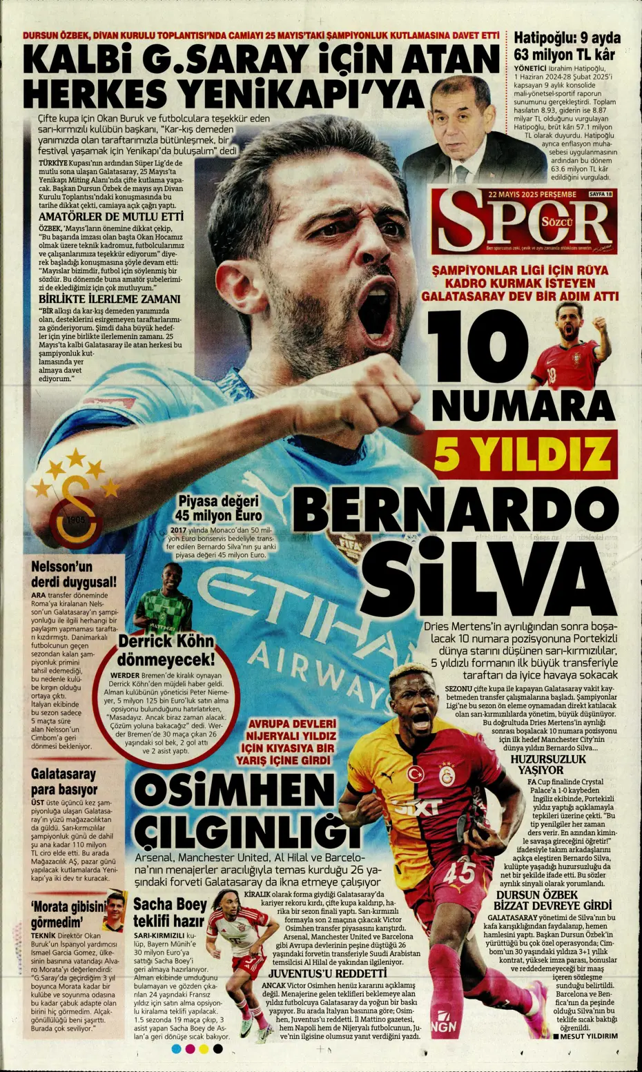 "Aslan Cherki'ye gidiyor" | Sporun manşetleri - 22