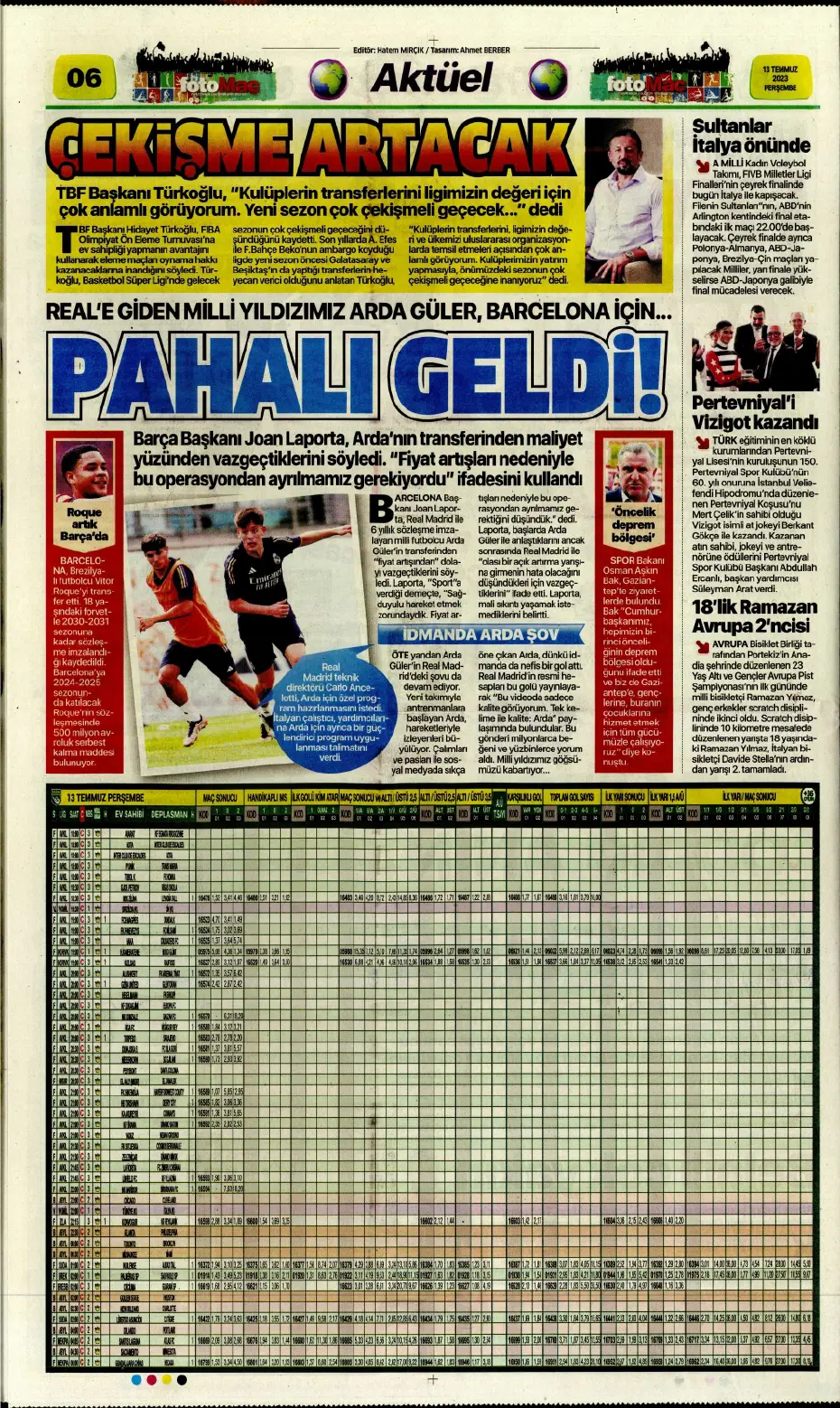 "Aslan Thiago" | Sporun manşetleri (13 Temmuz 2023) - 11