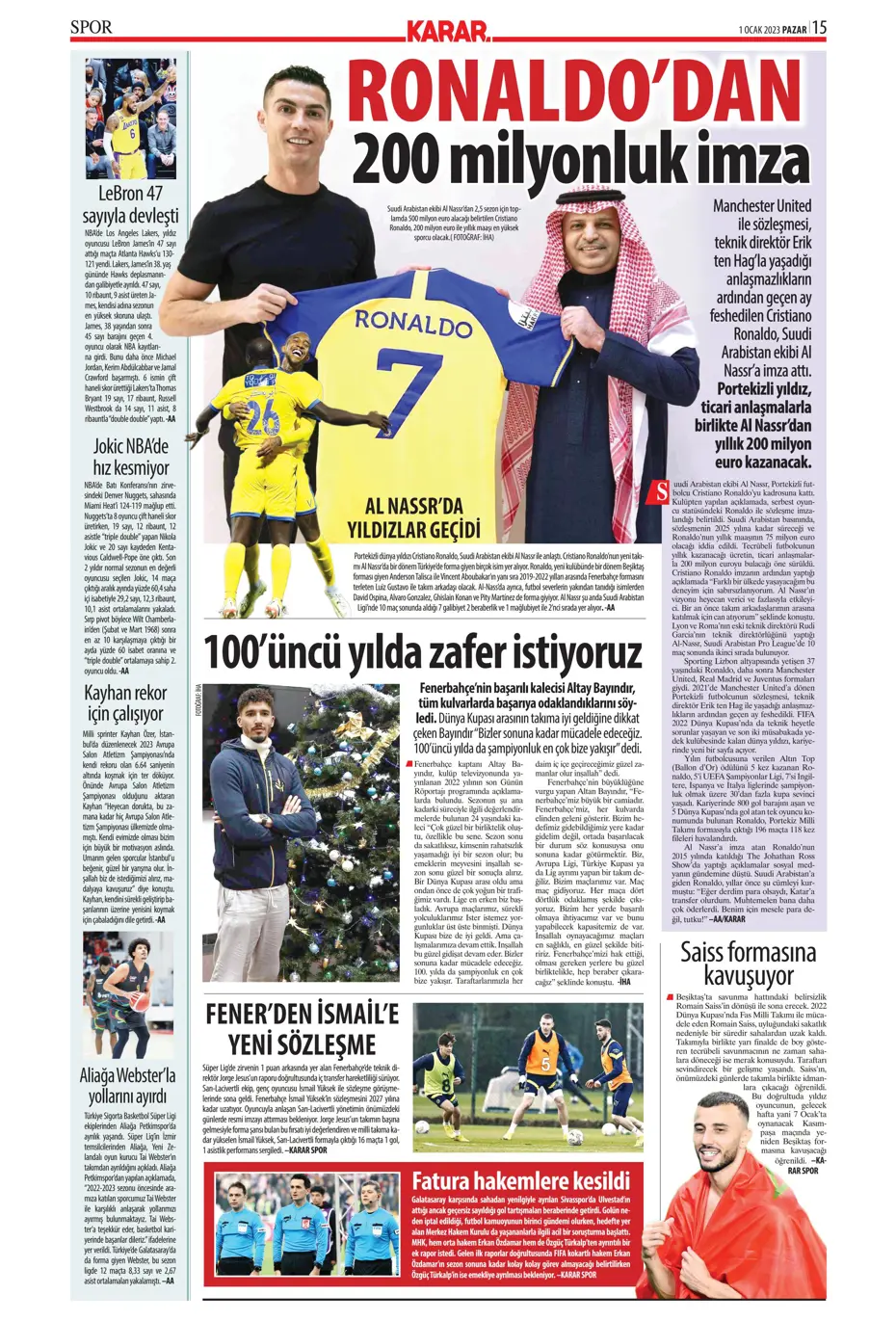 Sporun Manşetleri (1 Ocak 2023) - 18