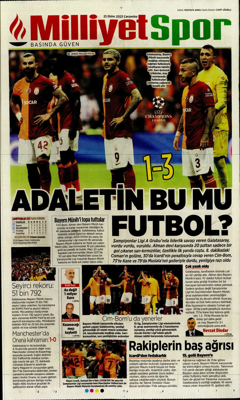 "Adaletin bu mu futbol?" | Sporun manşetleri (25 Ekim 2023) - 18