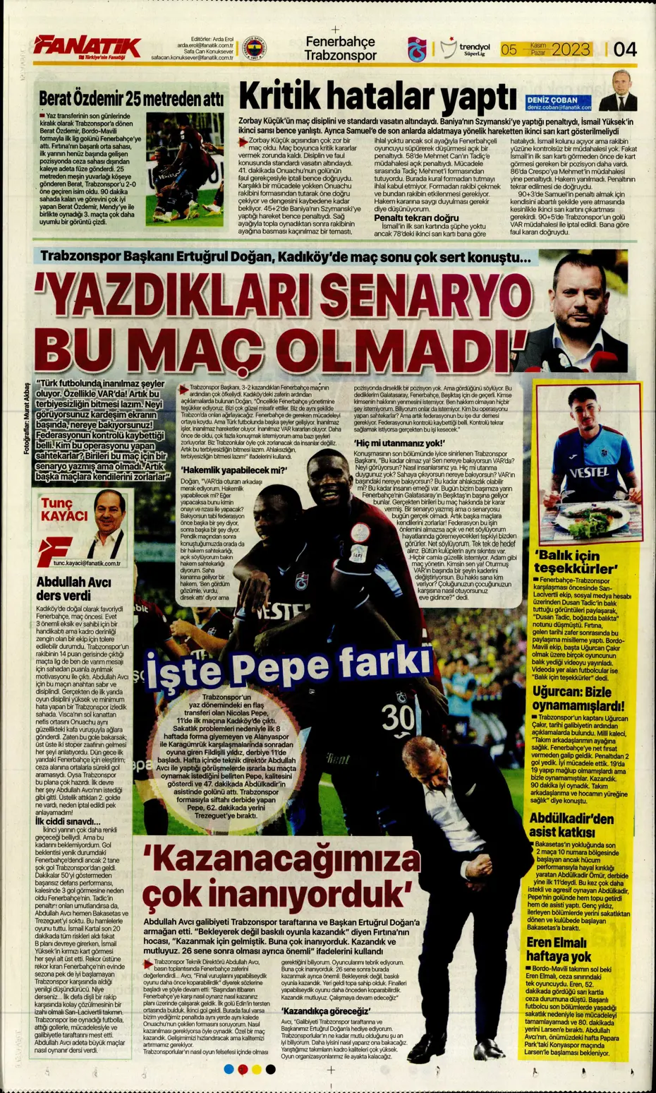 "Kadıköy'de tarihi fırtına" | Sporun manşetleri (5 Kasım 2023) - 10