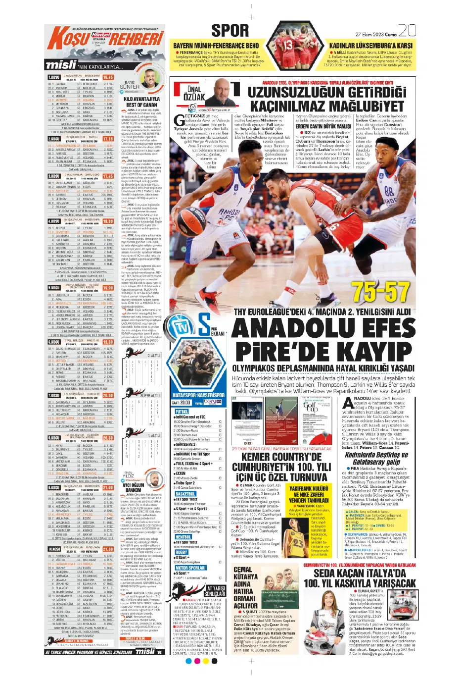 "Yüzyılın Fener'i" | Sporun manşetleri (27 Ekim 2023) - 14