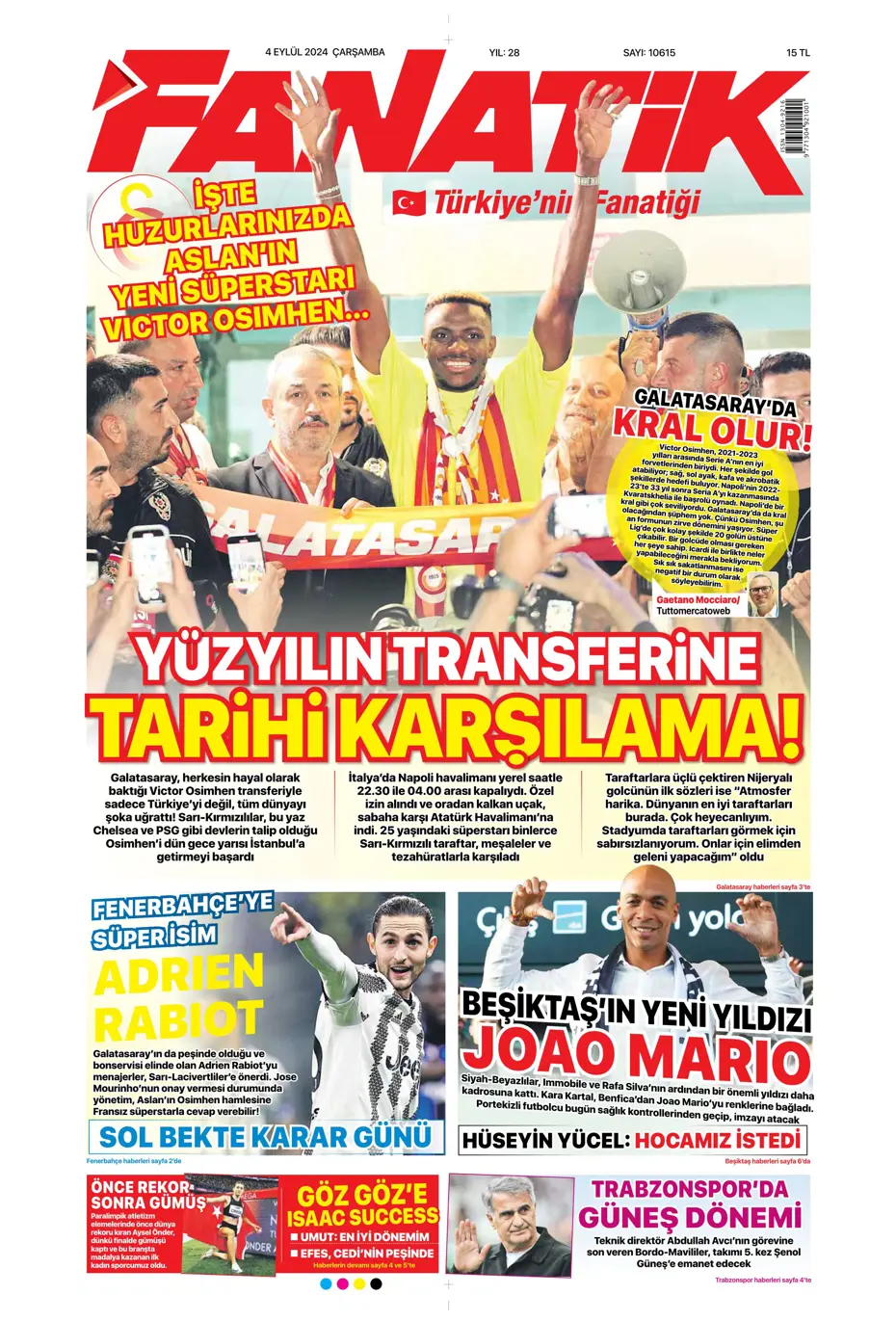 "Dünya Osimhen'i konuşuyor" | Sporun manşetleri (4 Eylül 2024) - 6