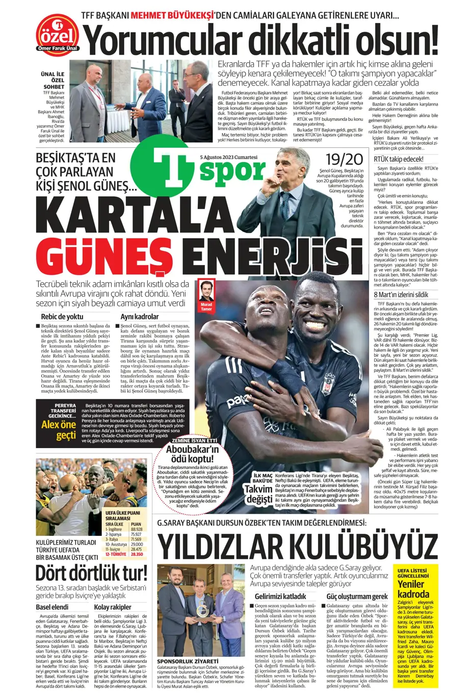 "Fener'e yıldız yağmuru" | Sporun Manşetleri (5 Ağustos 2023) - 30