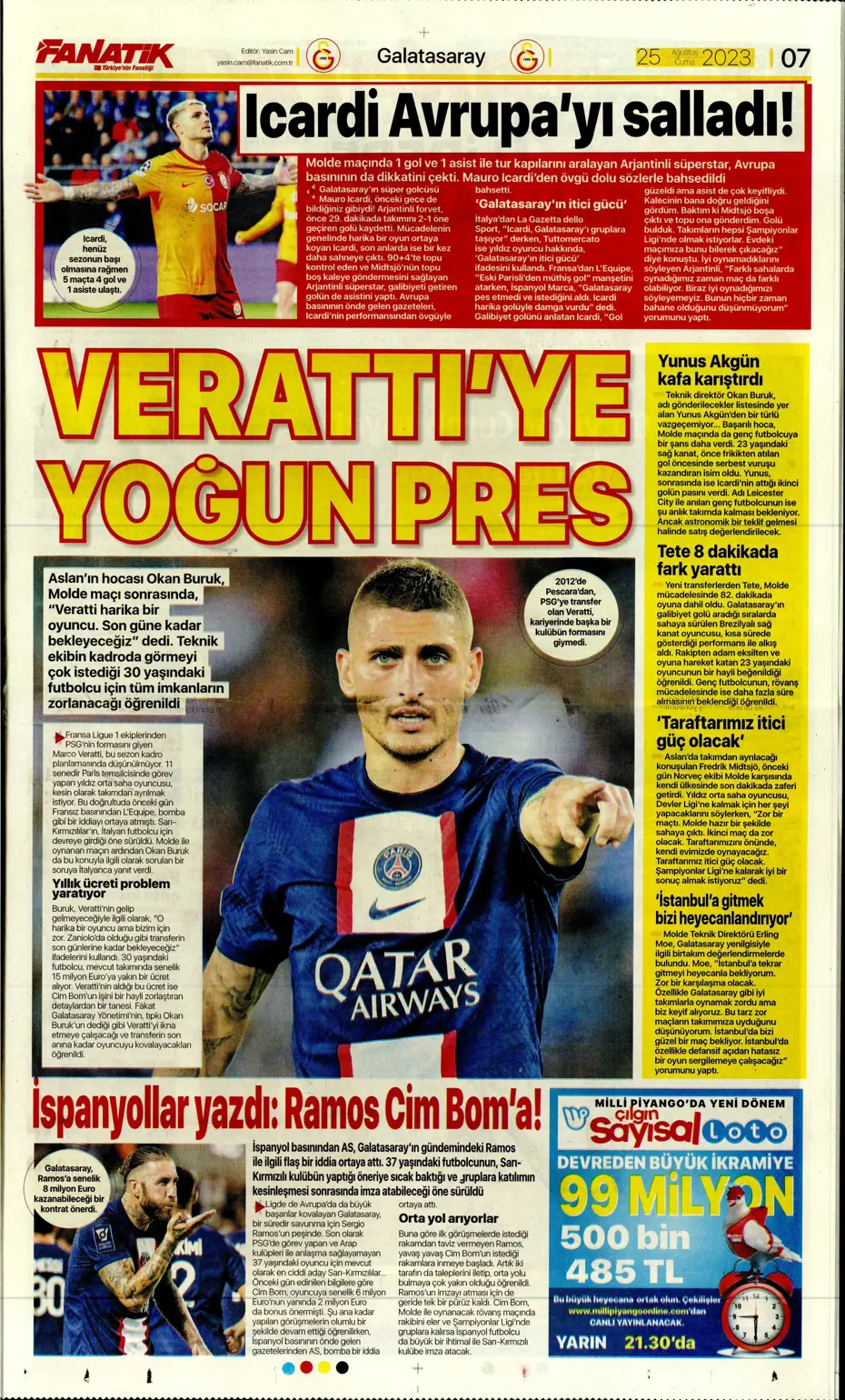 "Fenerbahçe'den 5'i 1 yerde" | Sporun manşetleri (25 Ağustos 2023) - 9