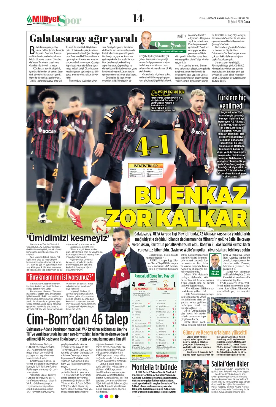 "Galatasaray'ın Avrupa AZabı" | Sporun manşetleri - 20 "Galatasaray'ın Avrupa AZabı" | Sporun manşetleri - 20