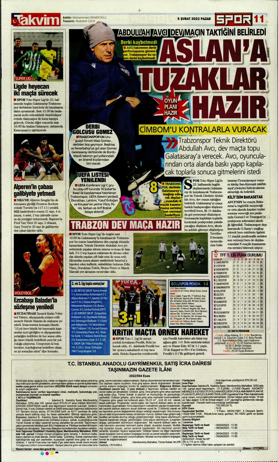 Sporun Manşetleri (5 Şubat 2023) - 39