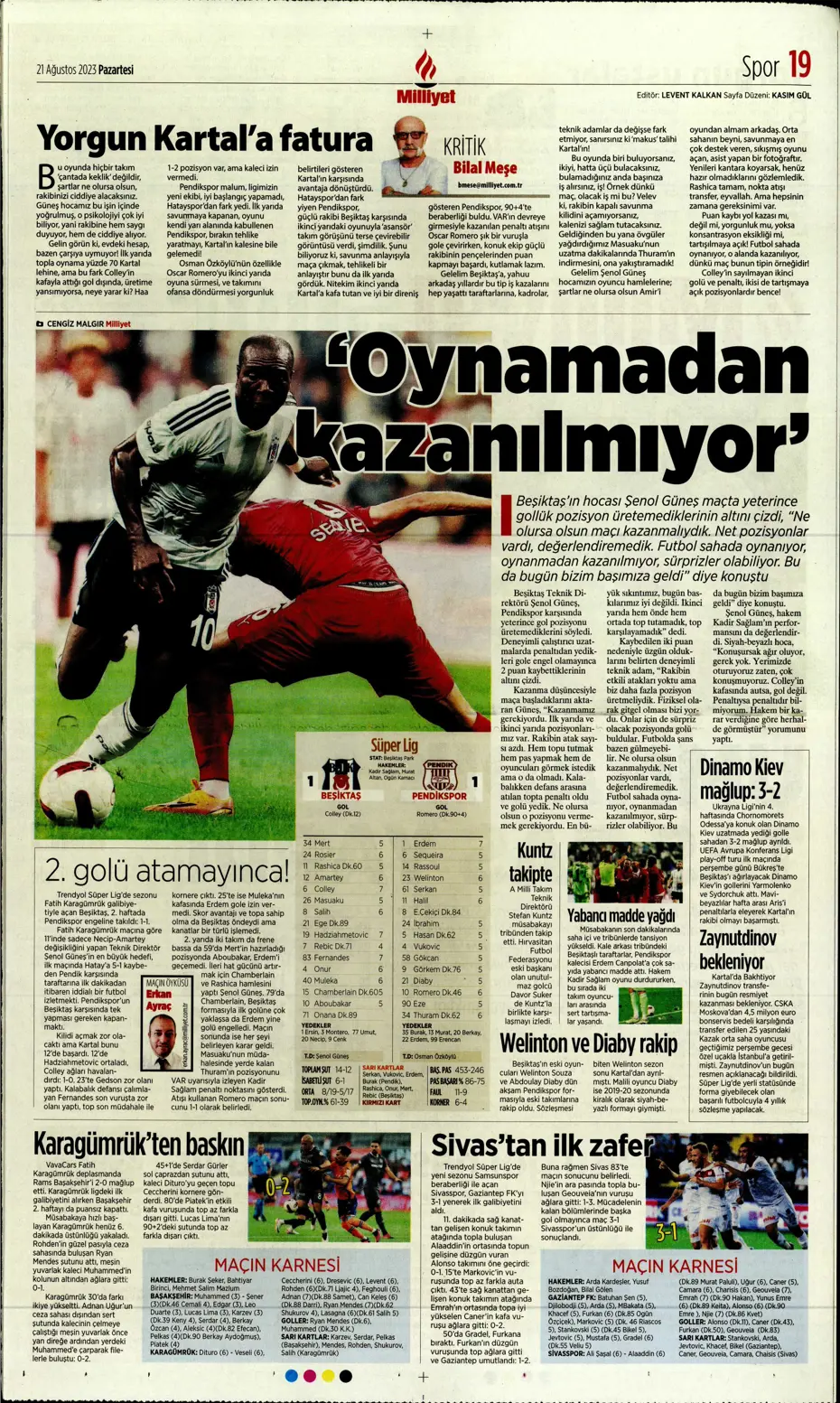 "Kara Kartal'a 90+4'te şok" | Sporun manşetleri (21 Ağustos 2023) - 28