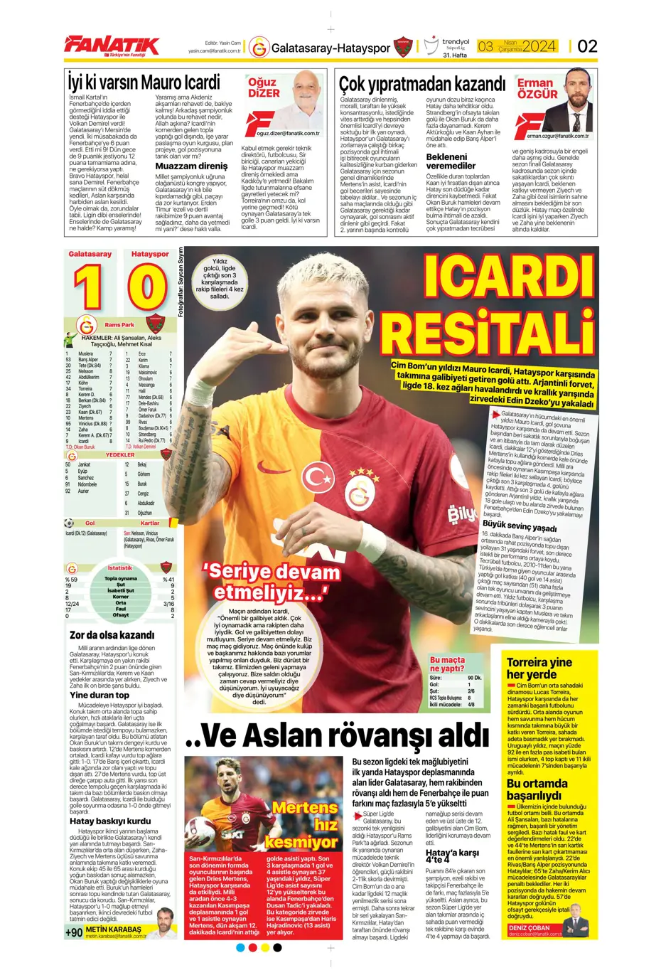 "Lige devam, kupa askıda" | Sporun manşetleri (3 Nisan 2024) - 24