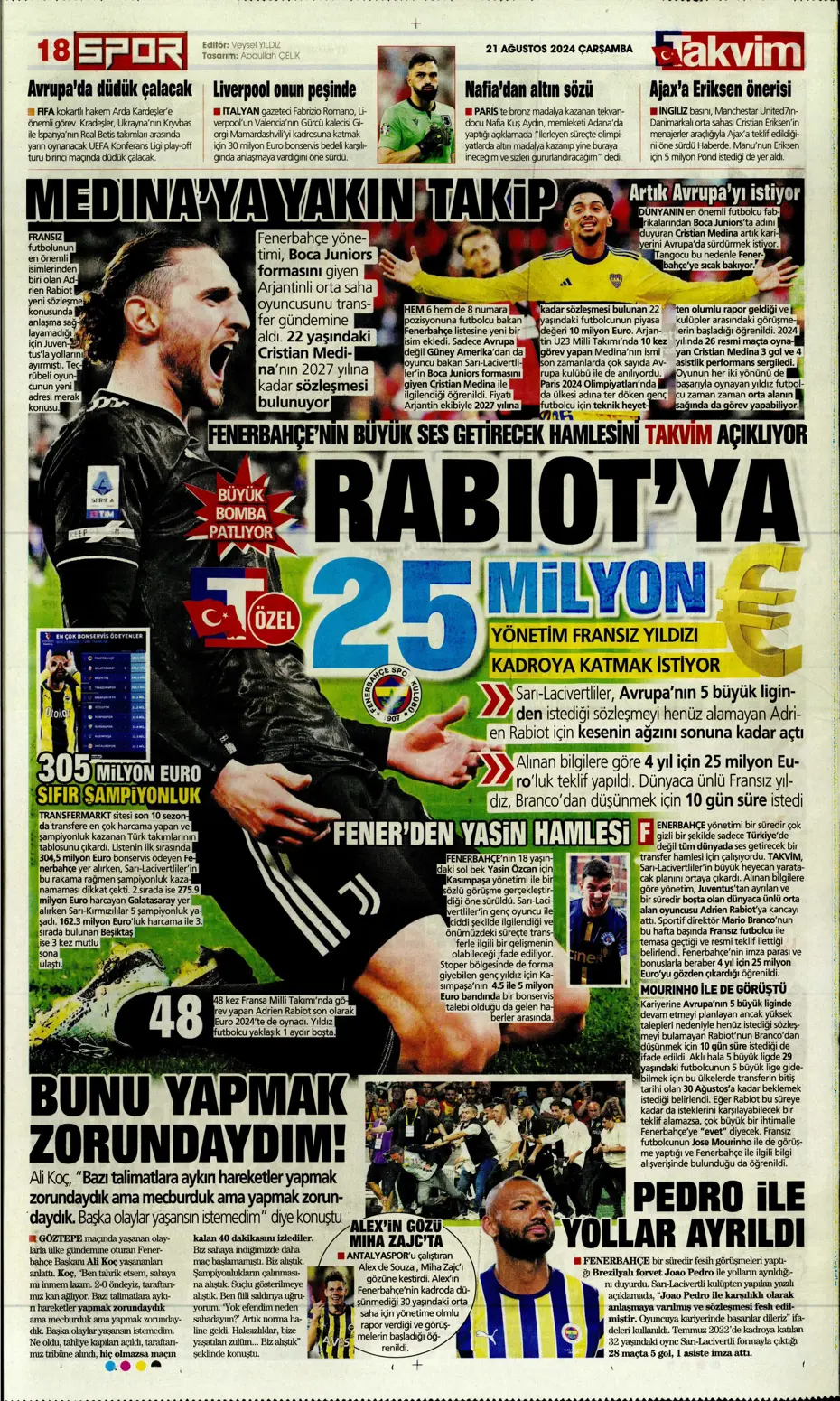 "Dev plan Anderson Talisca" | Sporun manşetleri - 32