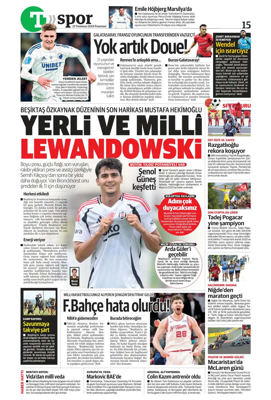 "Kara Kartal'a Asensio müjdesi" | Sporun manşetleri (22 Temmuz 2024) - 24