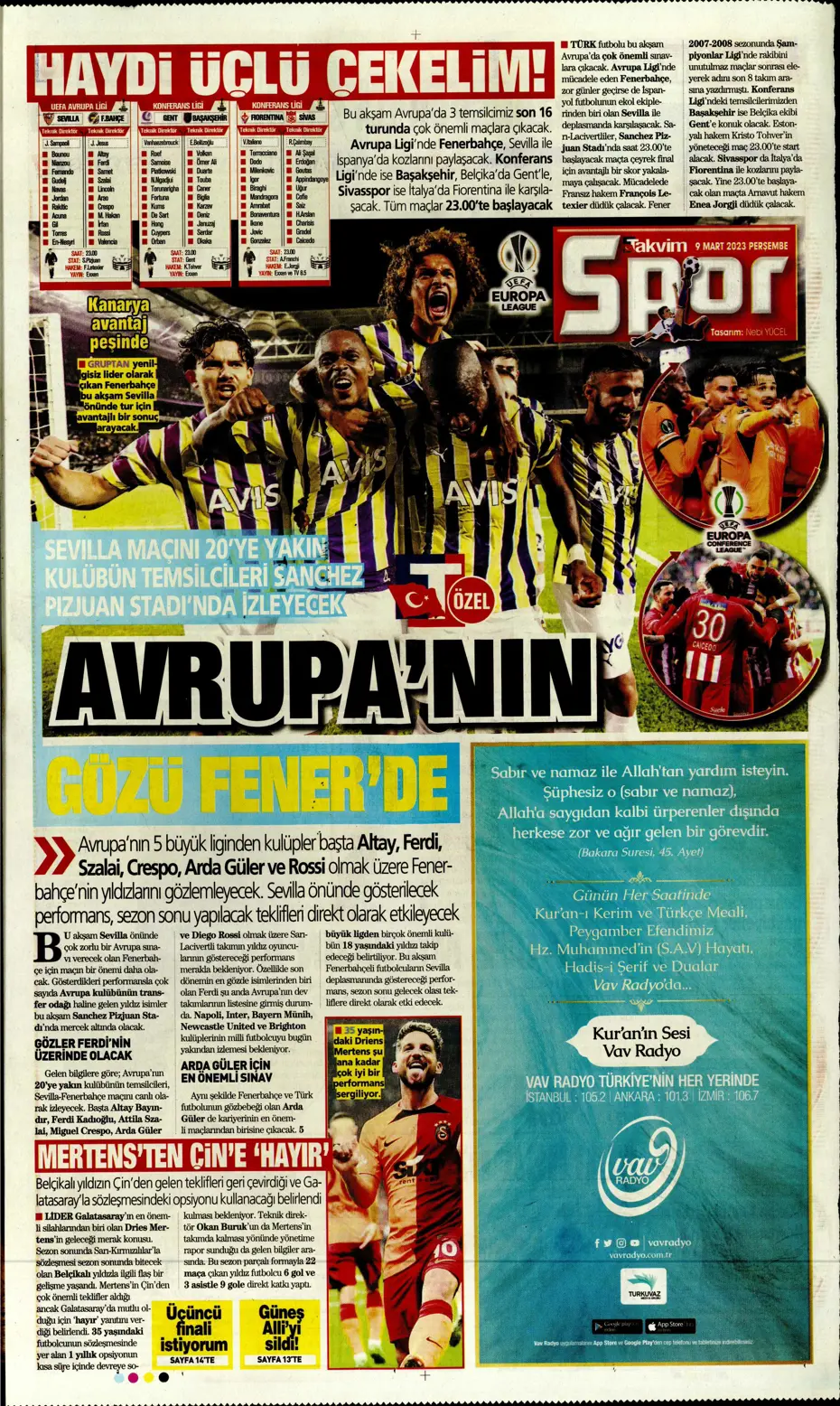 "Avrupa'yı fethedelim" - Sporun manşetleri - 32