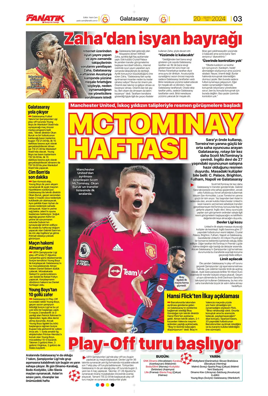 "Fenerbahçe'de değişim zamanı" | Sporun manşetleri (20 Ağustos 2024) - 6