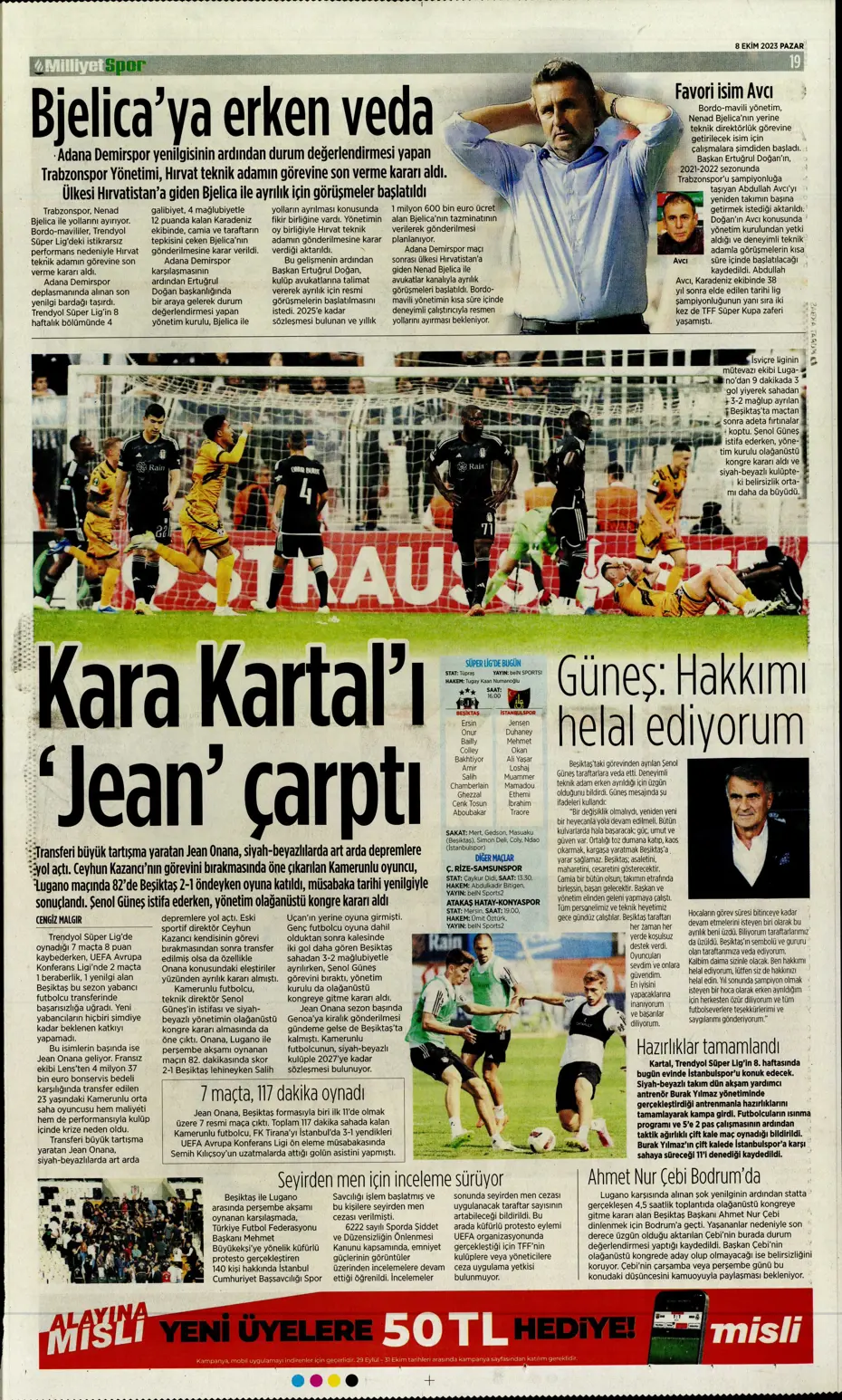 "Bjelica gidiyor, Avcı geliyor" | Sporun manşetleri (8 Ekim 2023) - 28