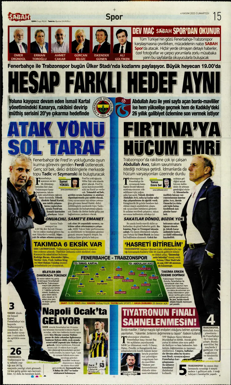 "Derbinin şifresi ilk çeyrek" | Sporun manşetleri (4 Kasım 2023) - 27