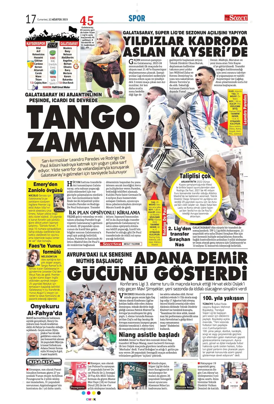 "Galatasaray'la anlaştım, bırakın gideyim" | Sporun manşetleri (12 Ağustos 2023) - 30