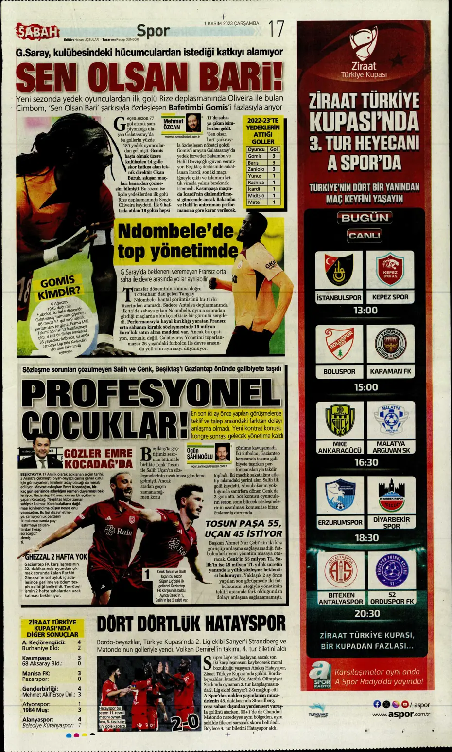 "Krunic Fenerbahçe'ye kaldı" | Sporun manşetleri (1 Kasım 2023) - 26