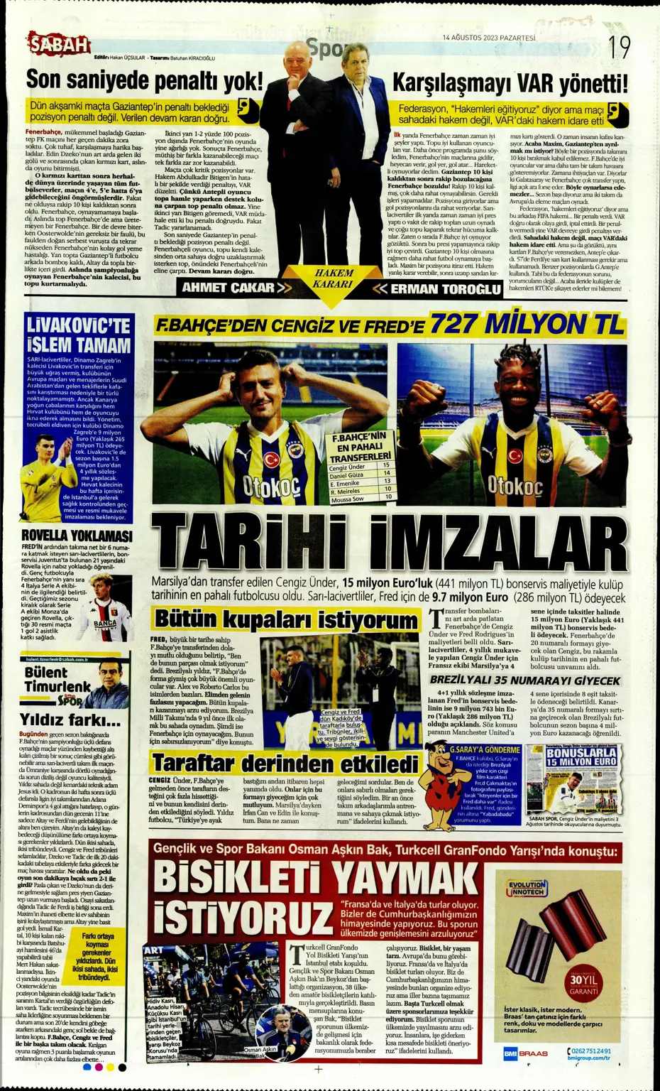 "Talisca için ilk teklif" | Sporun Manşetleri (14 Ağustos 2023) - 29