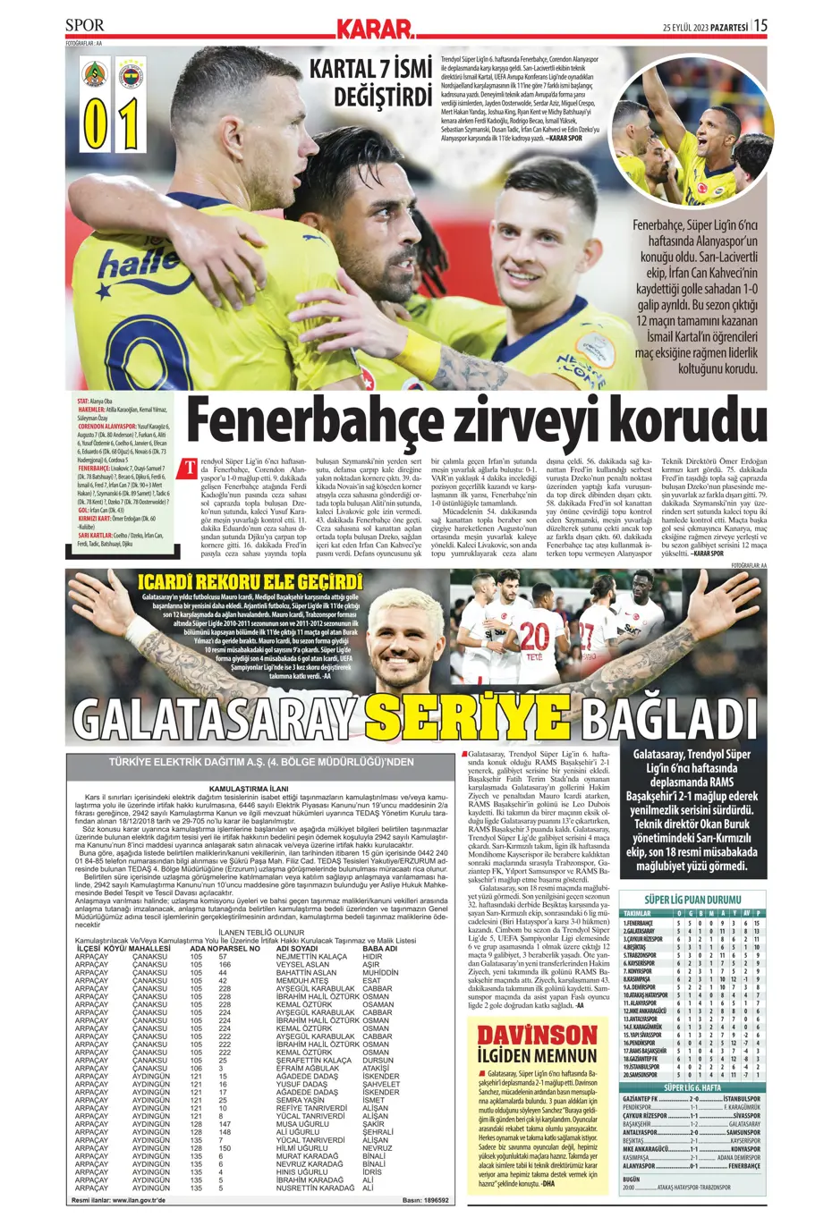 "Hesaplar Kahveci'den" | Sporun manşetleri (25 Eylül 2023) - 26