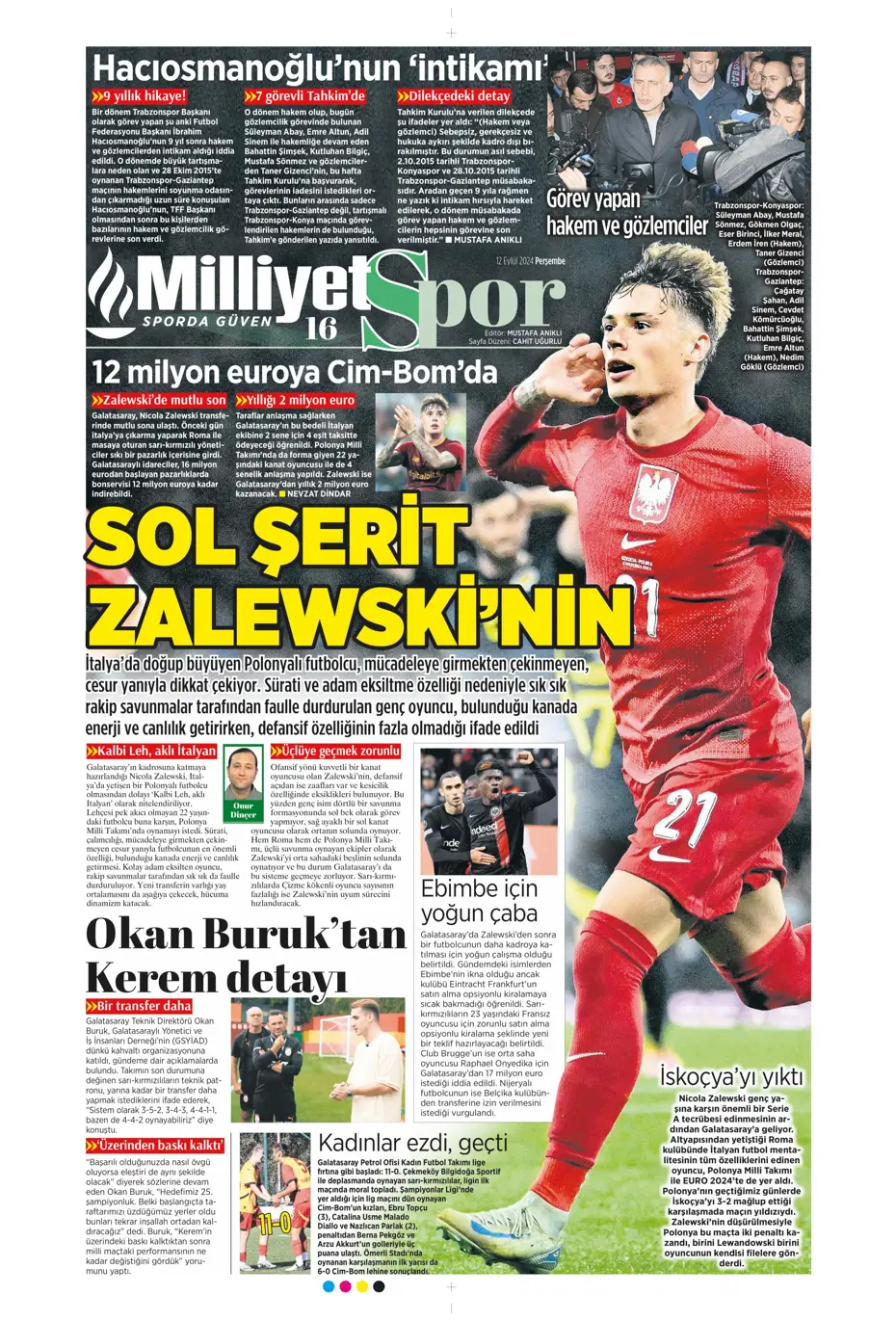 "12 milyon Euro'ya Cim Bom'da" | Sporun manşetleri (12 Eylül 2024) - 23 "12 milyon Euro'ya Cim Bom'da" | Sporun manşetleri (12 Eylül 2024) - 23