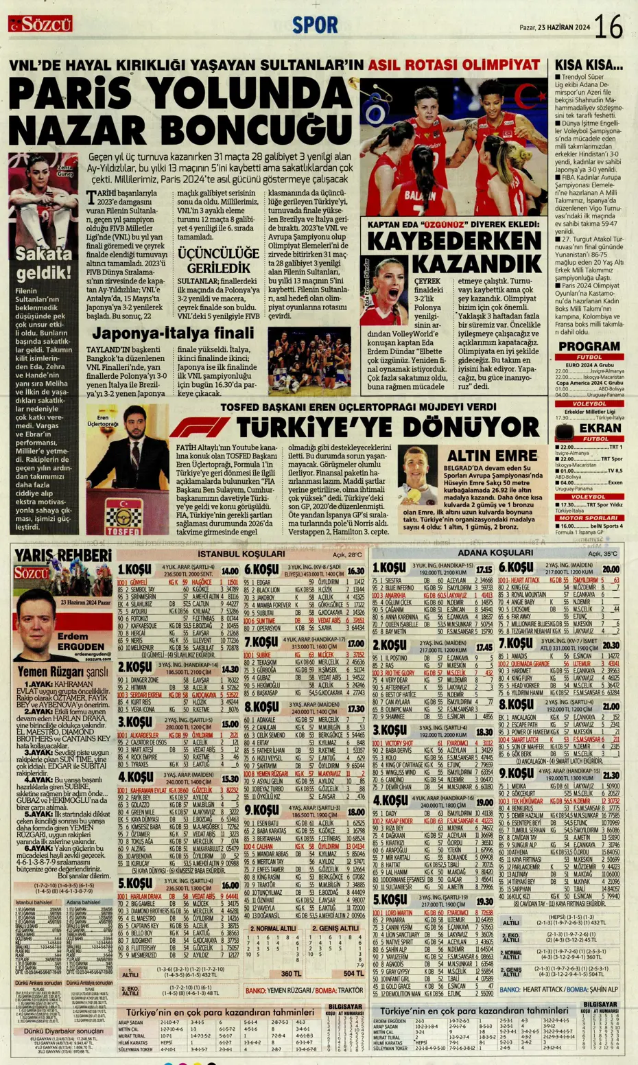 "Liderlik gitti tur elimizde" | Sporun Manşetleri (23 Haziran 2024) - 39