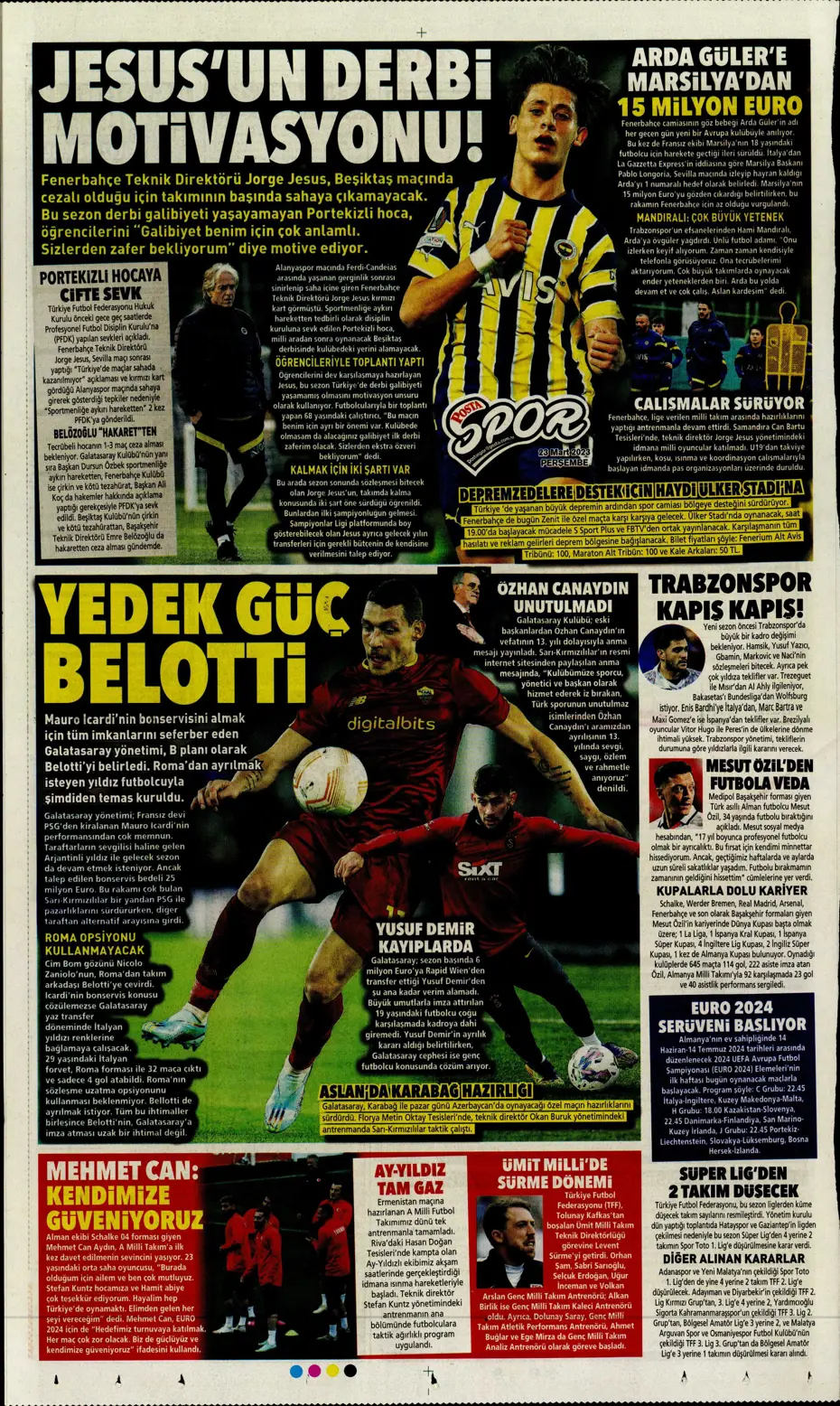 "Jesus'un derbi motivasyonu" - Gazete manşetleri (23 Mart 2023) - 22